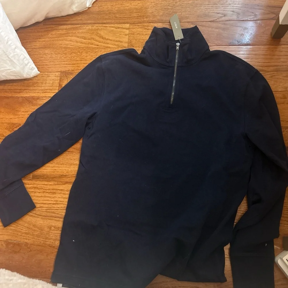 New Jcrew half zip rugby pullover in navy in XS